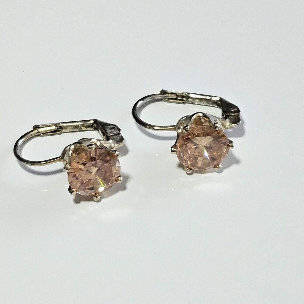 **Last Chance!!Final Sale** Gold Tone Champagne Colored Rhinestone Leverback Ear - Picture 8 of 8